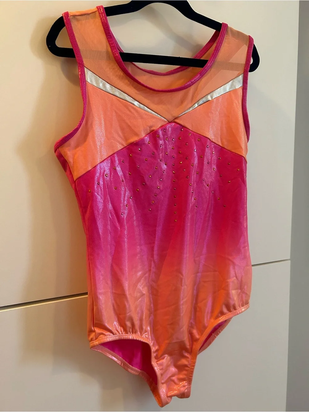 Kids Pink & Orange Gradient Gymnastics Leotard - Size XL 14-16